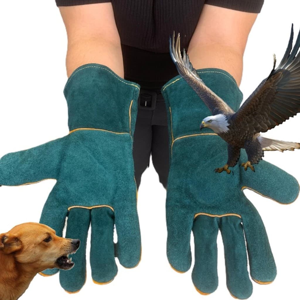 Par Luvas Anti Mordida Petshop Cachorro Gato Banho Aves de Rapina Répteis Manga Curta 32cm