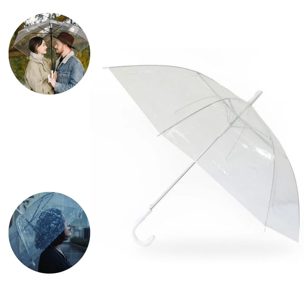 Guarda Chuva Transparente Automático Decoração Eventos 120cm
