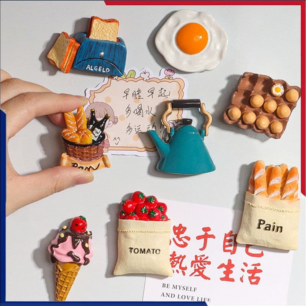 Ímã De Geladeira Criativo De Desenho Animado Para Alimentos Ao Ar Livre, Frutas/ovos/café, Adesivos Magnéticos 