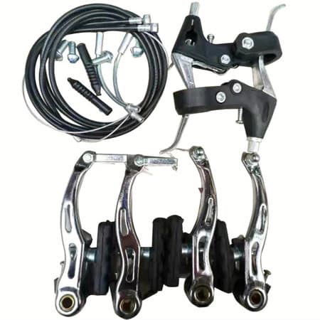 Kit Par De Freio V Brake De Aluminio Tipo Logan Com Manetes Preto Completo Para Bicicleta