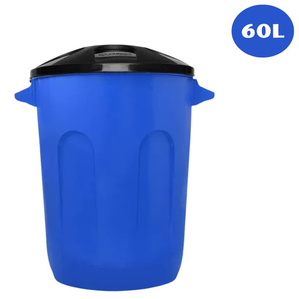 Cesto Fechado Com Tampa Preta - 60 L