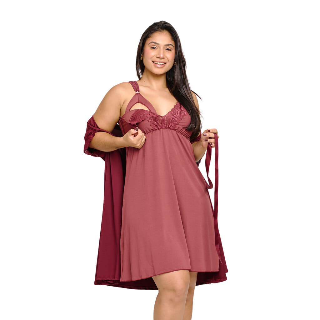 Conjunto Saída de Maternidade Camisola de Amamentação + Robe | 310.811