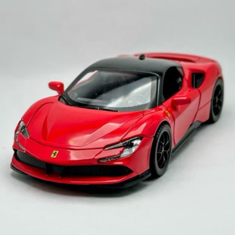 Miniatura Ferrari 1:28 – Vermelha ou Amarela | Abre Portas | Metal Die-Cast | esportivo Colecionável