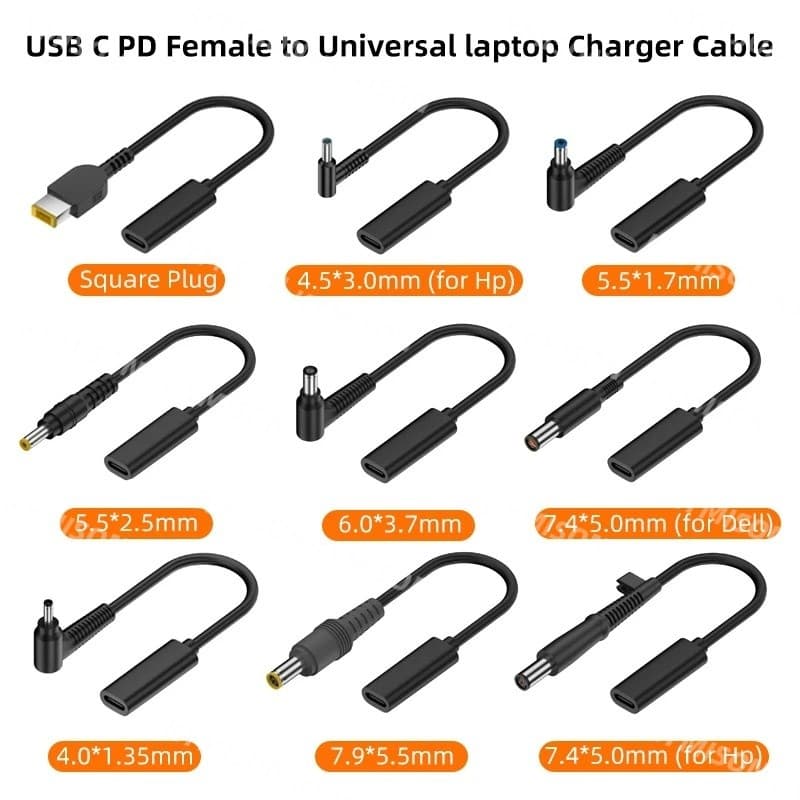 USB 3.1 Tipo C Carregador De Portátil Adaptador De Alimentação Conversor Fêmea Para 4.0 * 1.35 5.5 * 2.5 4.5 * 3.0 1.7mm