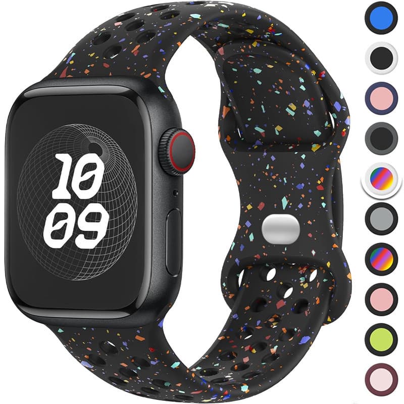 Pulseira Esportiva Original Com Partículas Coloridas , Faixa De Borracha Para Apple Watch s10 46 Ultra 2 49mm 45mm 44mm