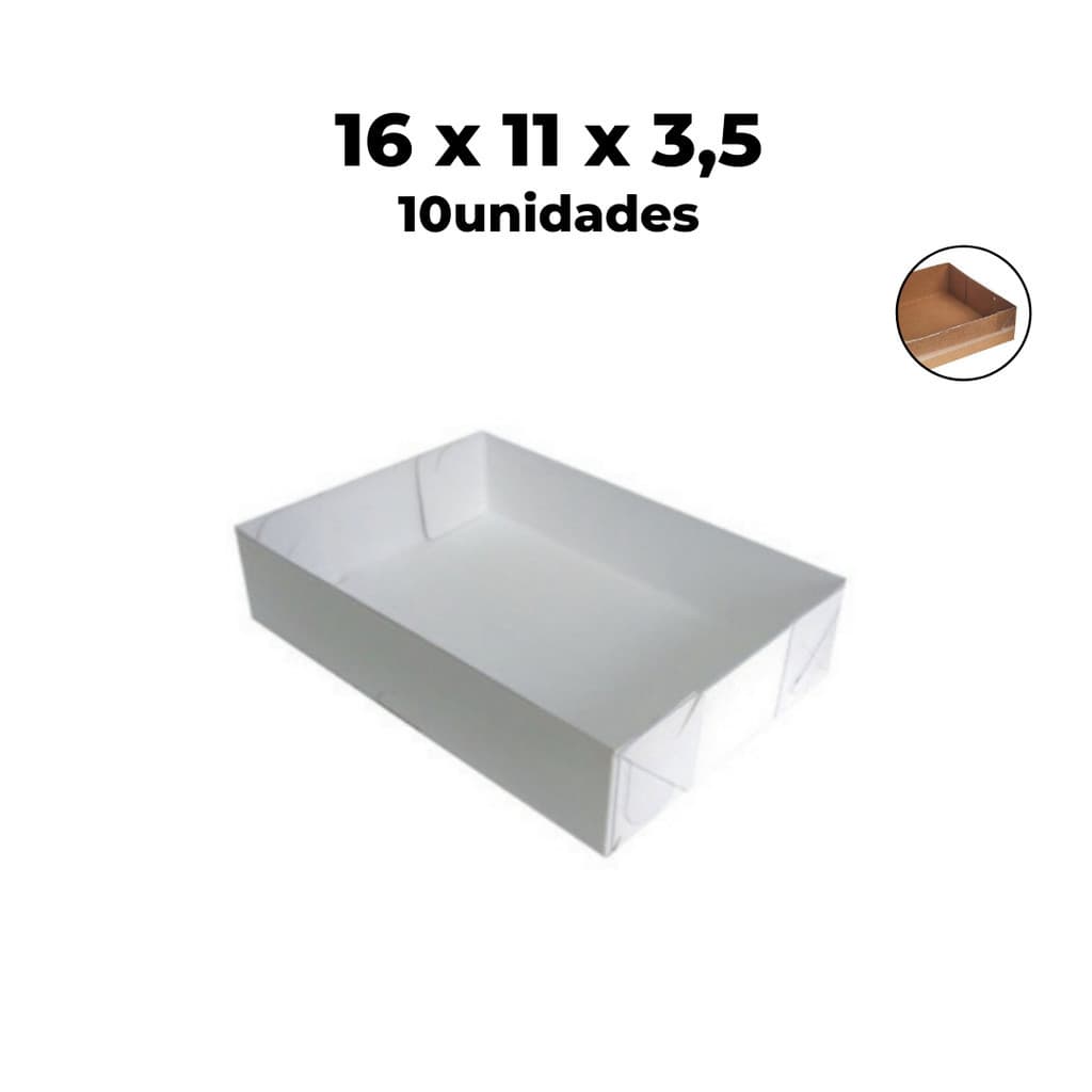 Caixa com Visor - Tampa PVC/Acetato Transparente - N.03 16x11x3.5 com 10 unidades