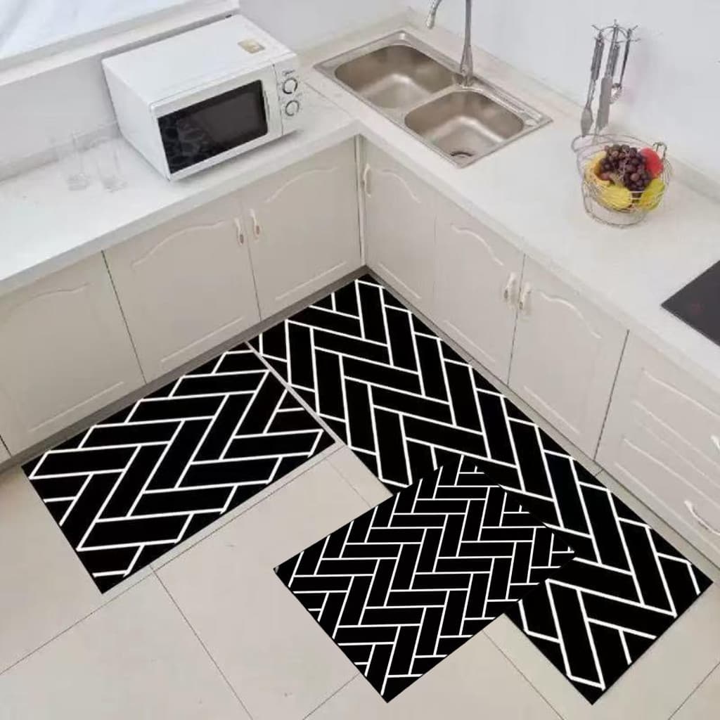 Kit 3 Peças Passadeira Belga Para Cozinha Antiderrapante Fácil de Limpar Macia LeveHome