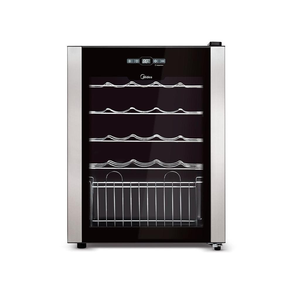 Adega Midea WBB242 Preta 24 Garrafas Compressor Climatizada Vinhos Perfeitos Design Moderno