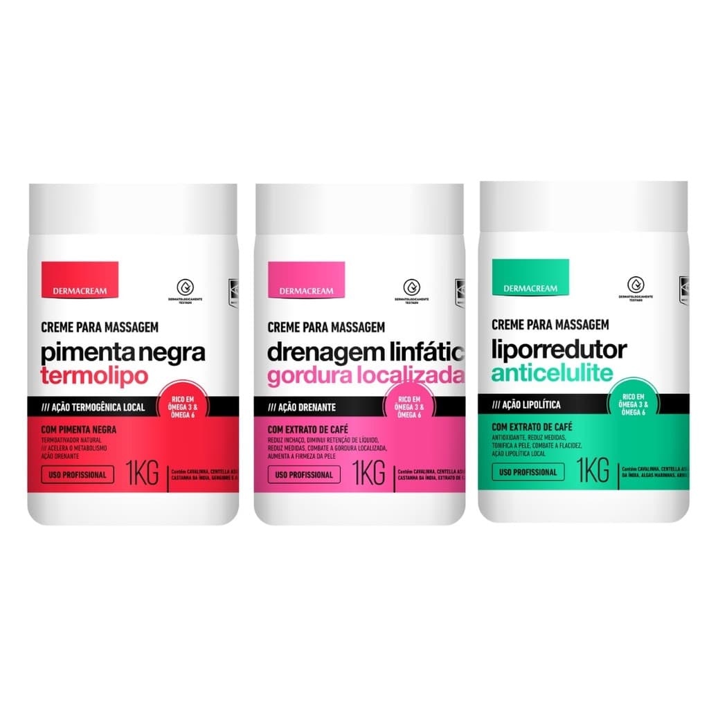 Creme para Massagem Liporredutor Pimenta Negra Drenagem - Dermacream