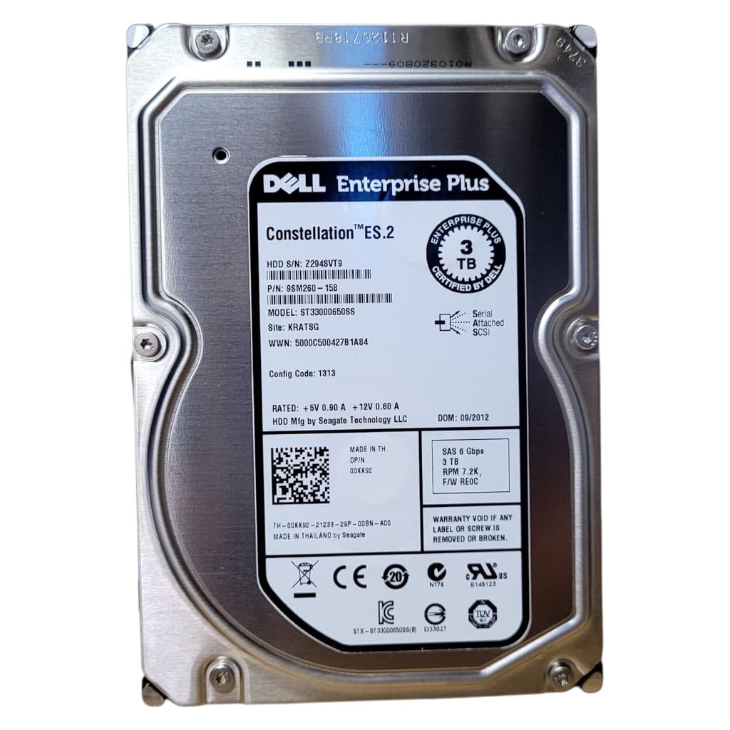 Disco Rígido Interno Sas Hd Dell Constellation Es.2 St33000650ss 3tb 7.2k 00kk92