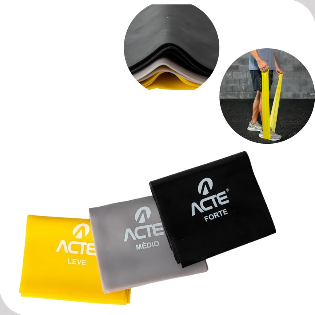 KIT 3 Band Fitas Fitnes Resistentes Elásticas Leve Médio Forte Material Premium