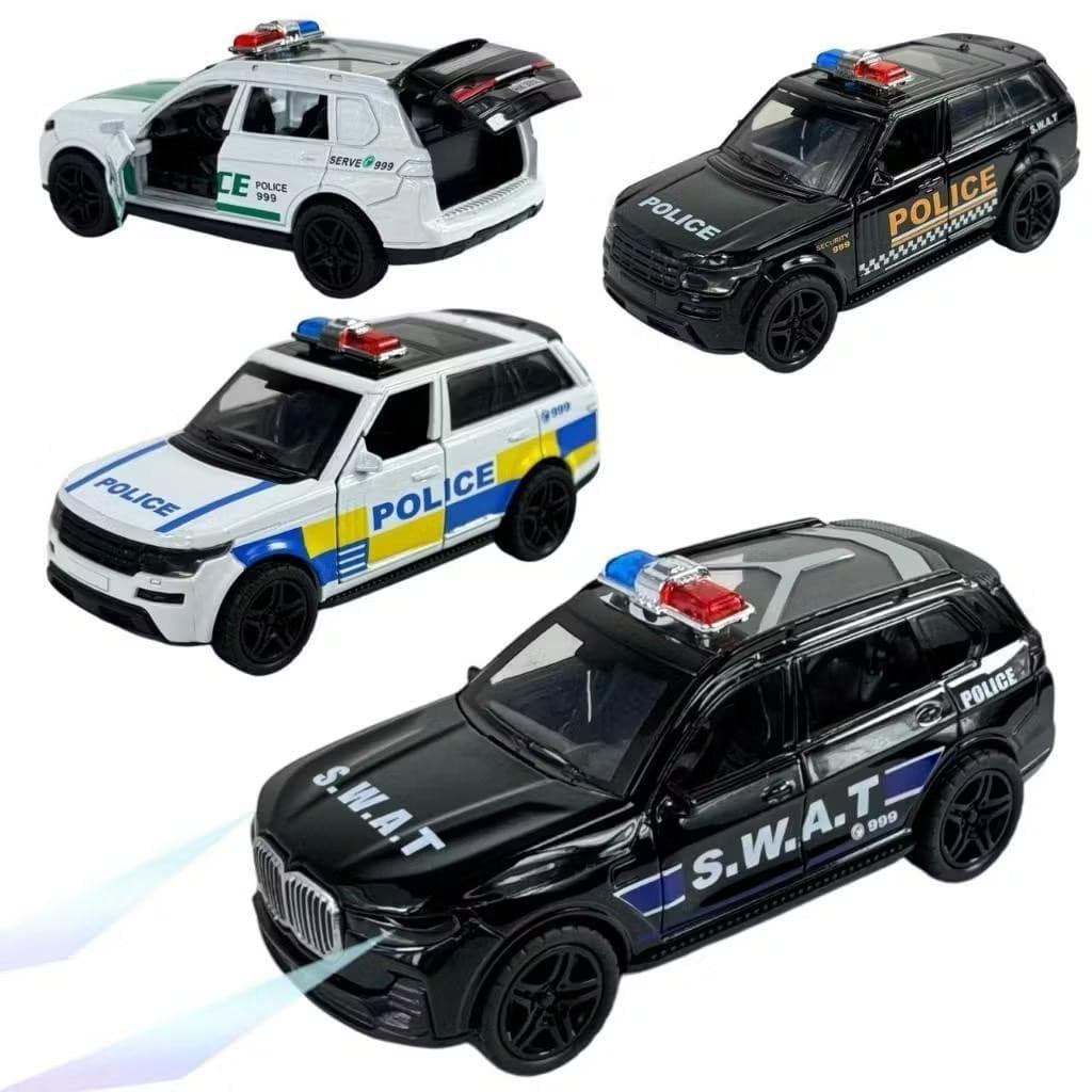 Miniaturas de Carros de Polícia SUV – Escala 1:36 | Abrir Portas | Fricção
