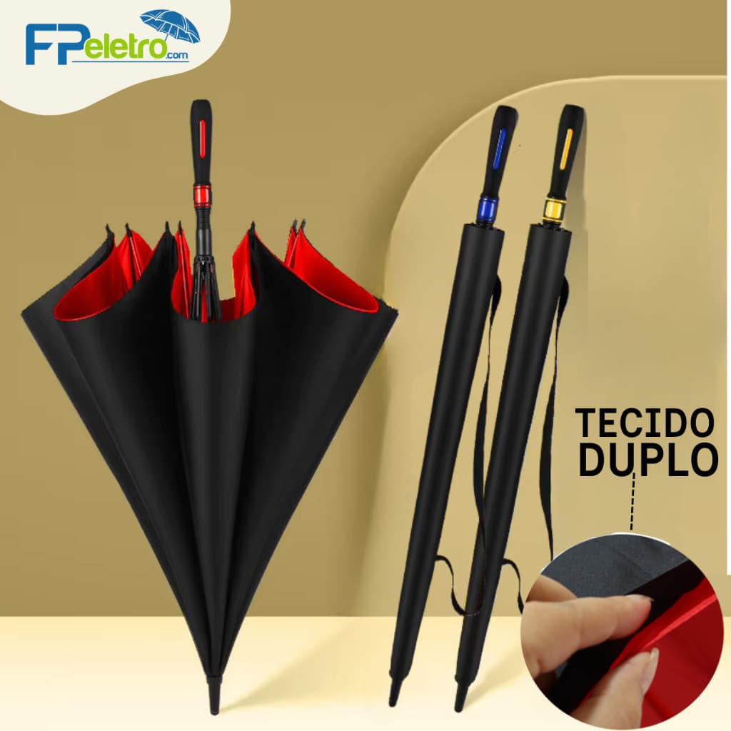 Guarda Chuva Automático Grande Tecido Duplo de Fibra de Vidro Reforçado Contra Vento Guarda Chuva Extra Grande