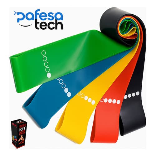Kit 5 Faixas Elásticas Sup Band Para Treino Academia Exercício Fisioterapia Musculação Yoga Crossfit