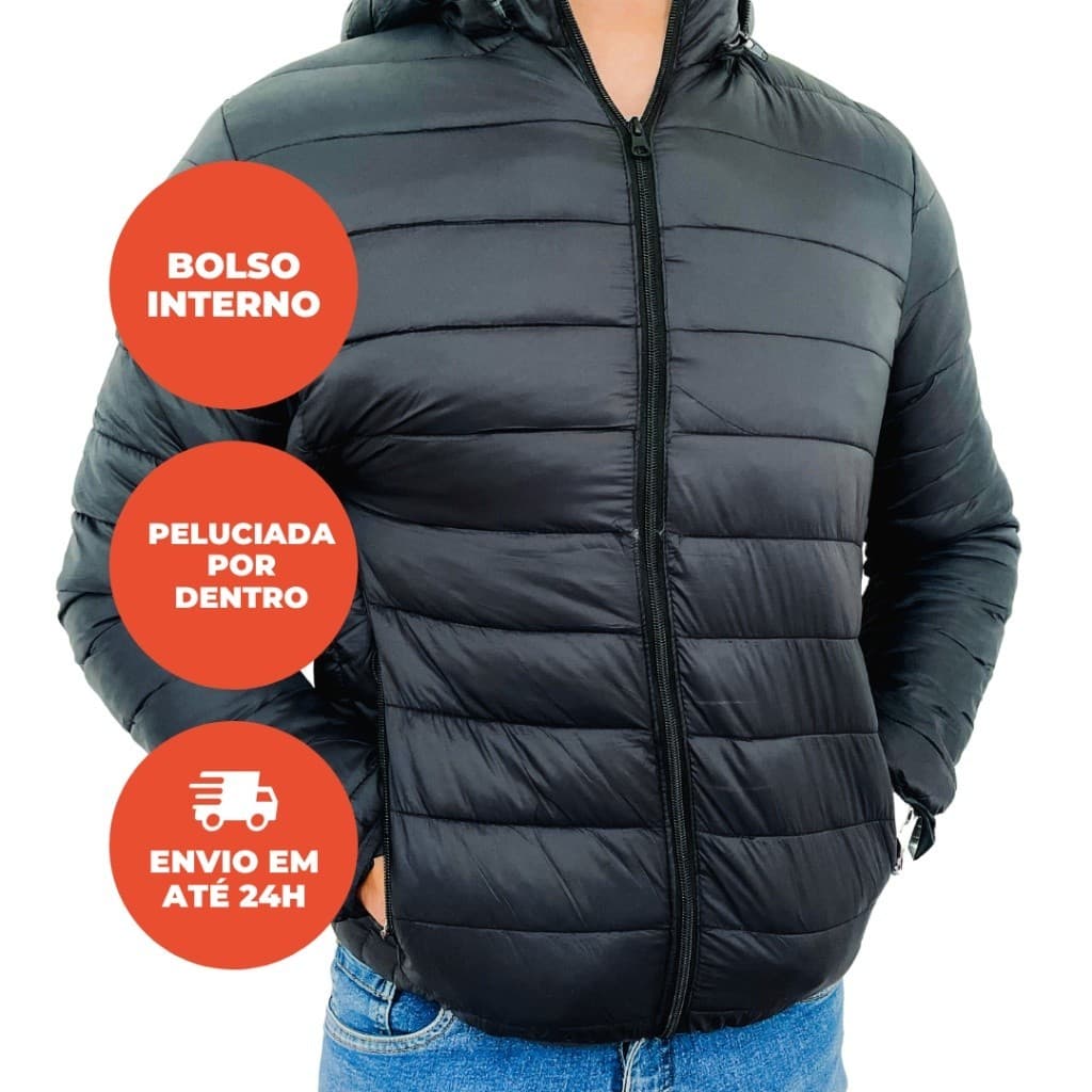 Jaqueta Masculina Bobojaco Puffer Capuz Removível Peluciada   05#