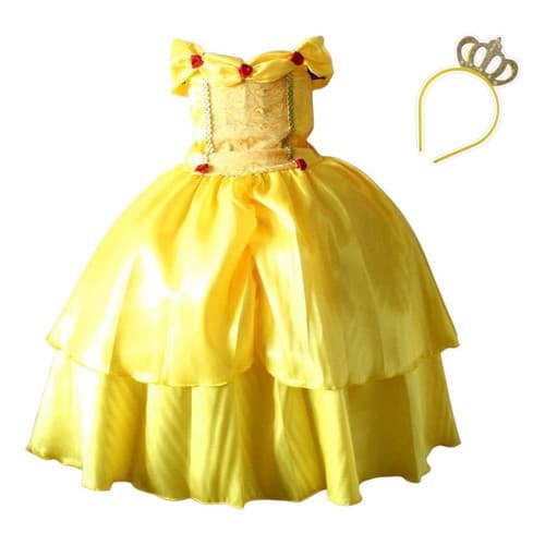 Vestido Fantasia Infantil Bela E A Fera Luxo Mega Promoção