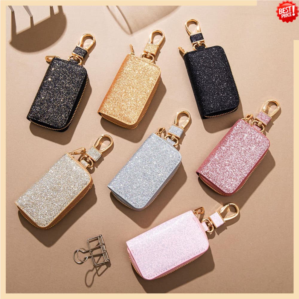 Glitter Couro Do Plutônio Saco Chave Carro Zíper Porta-Chaves Bolsa Das Mulheres Dos Homens Universal Sacos De
