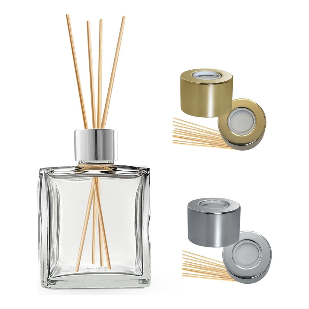 Kit 6 Frasco Difusor 250ml Quadrado Aromatizador + 4 Varetas