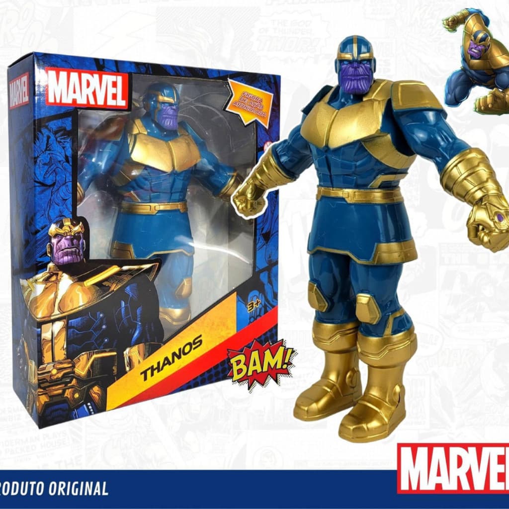 Boneco Thanos Vingadores Grande Brinquedo Articulado Marvel 22cm