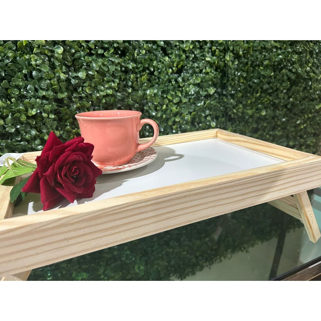 Bandeja Para Mesa de Café da Manhã Na Cama Dobrável de Madeira 39x27 cm