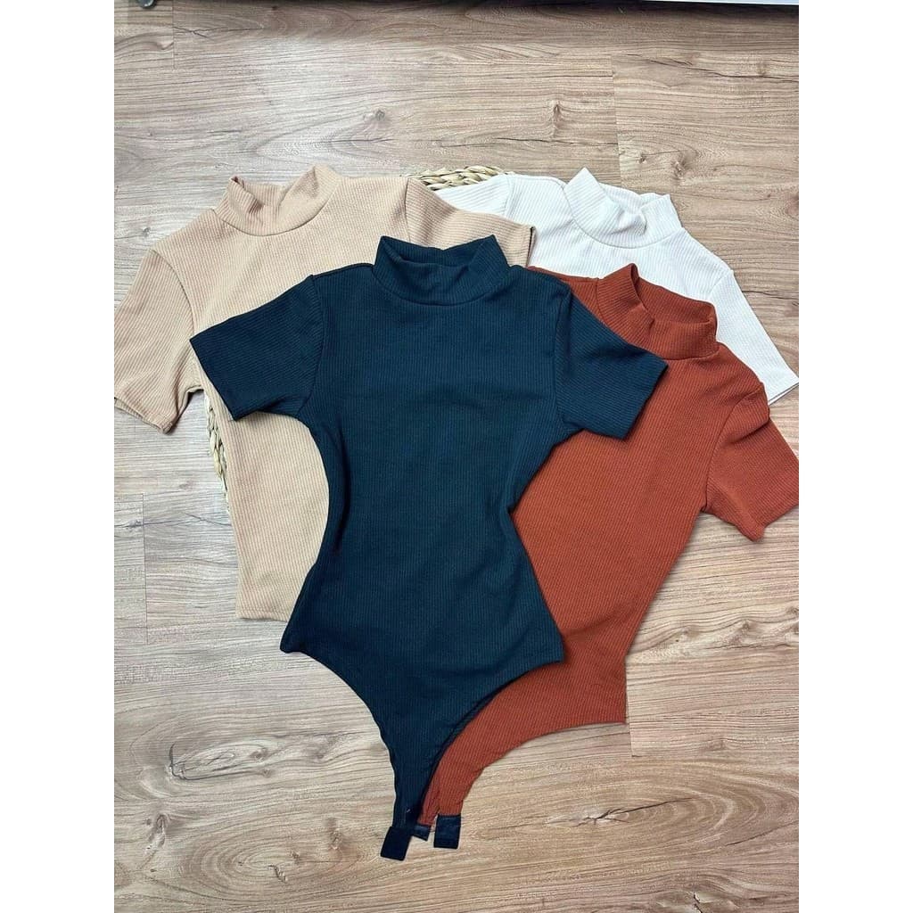 body bory collant manga curta gola alta feminino canelado anarruga premium