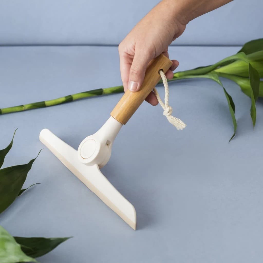 Rodinho de Pia Cabo Bambu Dobrável Rodo para Cozinha Organizador de Bancada.