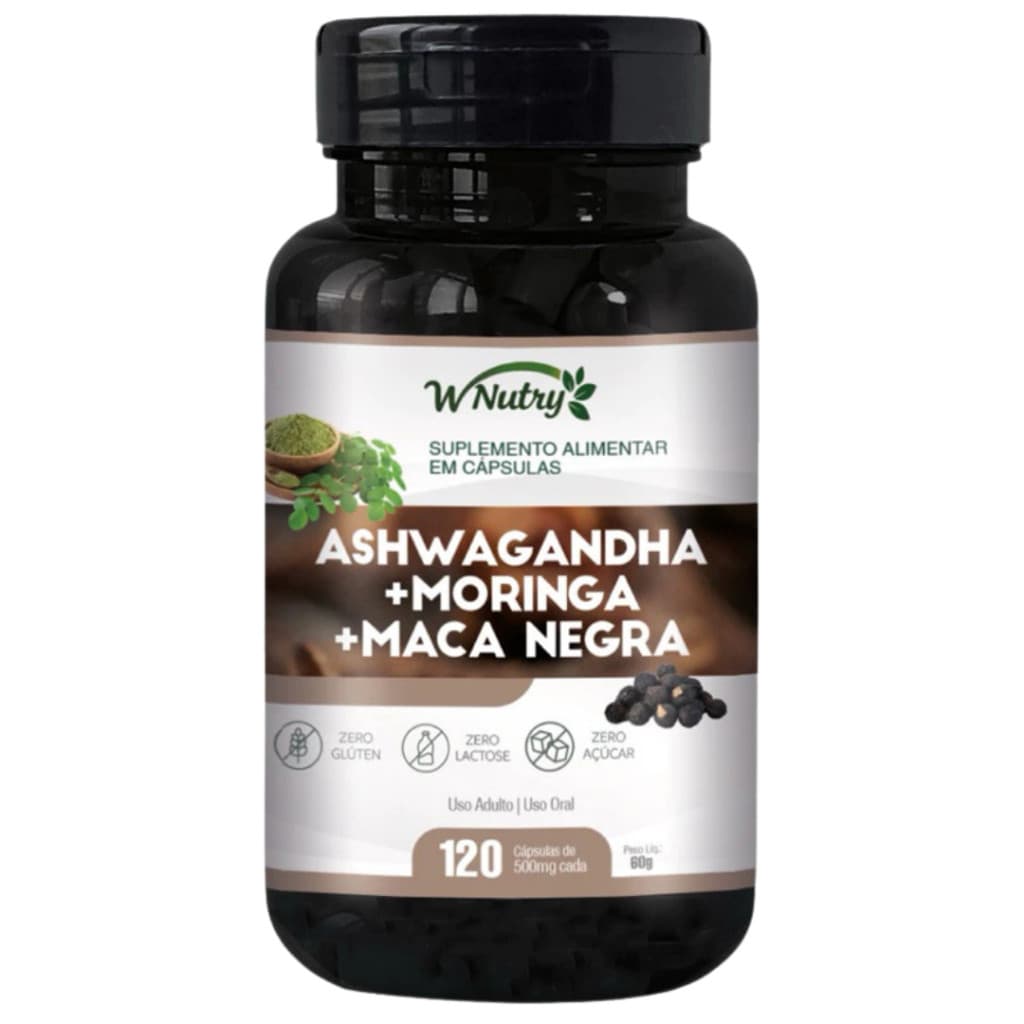 Ashwagandha + Moringa + Maca Negra – Equilíbrio, Energia e Bem-Estar