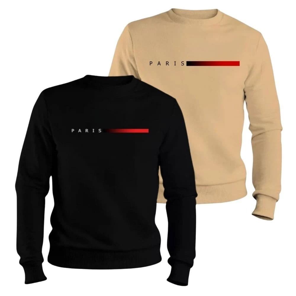 Kit 02 blusas de Moletom Masculina Gola Redonda Paris Lançamento