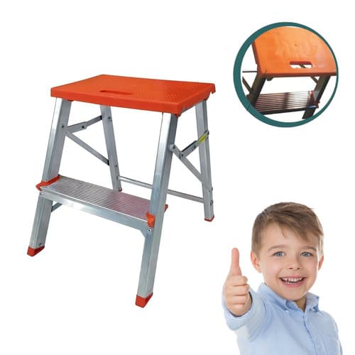 Banqueta Escada Alumínio 2 Degraus Dobrável Antiderrapante 