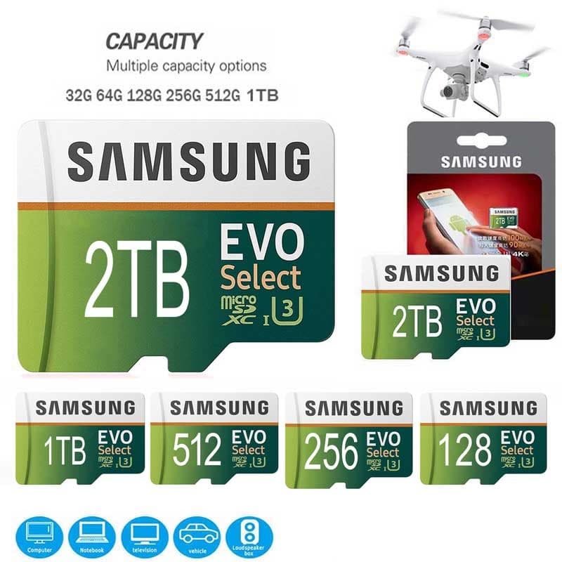 Cartão De Memória 128GB 256GB 512GB 1TB 2TB MicroSD Flash TF 64GB U3 V30 A2 SDCS Velocidade Classe 10 Para Celular Compu