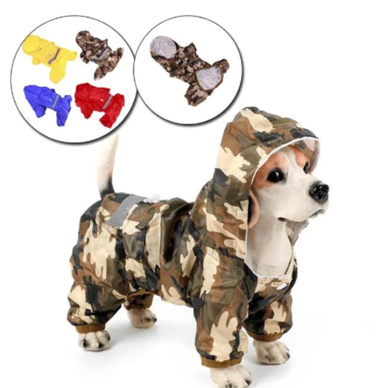 Capa Impermeável Para Cachorro De Estimação De Chuva Ao Ar Livre Roupa Com Capuz Refletivo