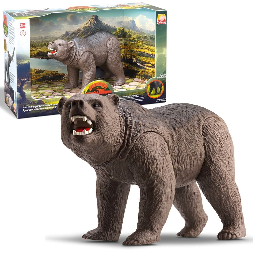 Boneco Urso Pardo De Vinil Articulado Realista Forest Animals - Silmar Brinquedos