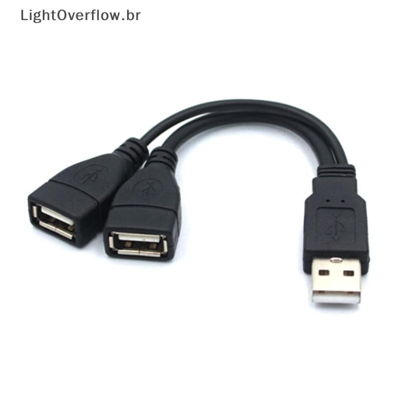 [LightOverflow] Cabo USB 2.0 Splitter Y 1 Macho Para 2 Fêmeas De Extensão Conversor De Adaptador De Alimentação PC Carre