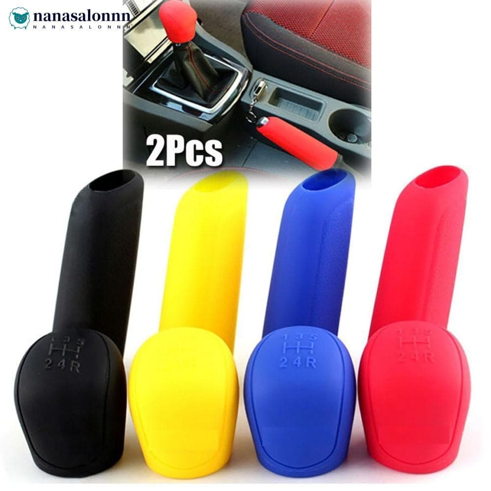 NANASALONNN 2 Pçs Universal Manual Do Carro Silicone Engrenagem Cabeça Shift Knob Capa Colares Freio De Mão Caso Para Fo