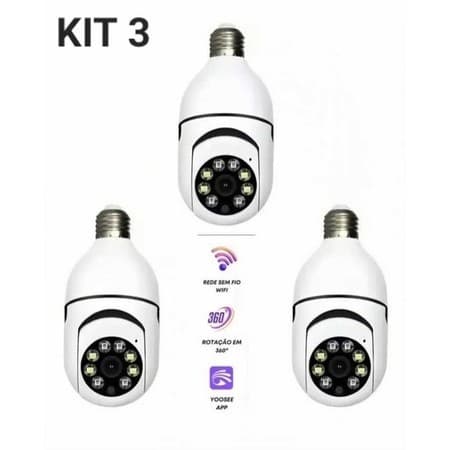 Kit Câmera de segurança a Prova D'água sem fio gira 360 com app Yousee full HD visão notturna Jortan JT-8177