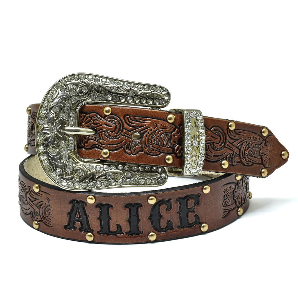 Cinto Em Couro Atrevidu's Country Personalizado Floral Infantil