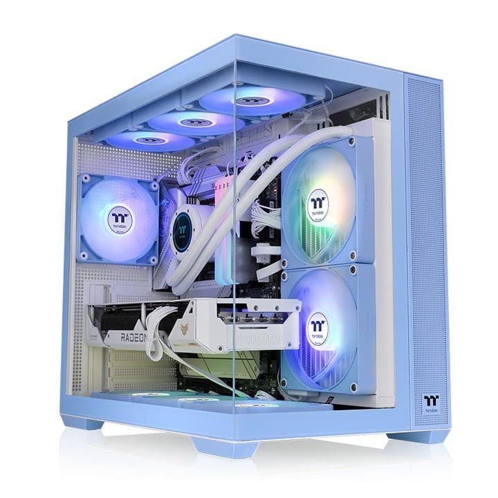 Gabinete Gamer Thermaltake View 380 TG, ARGB, MID-Tower, 4x120mm, Hydrangea blue - CA-1Z2-00MFWN-00