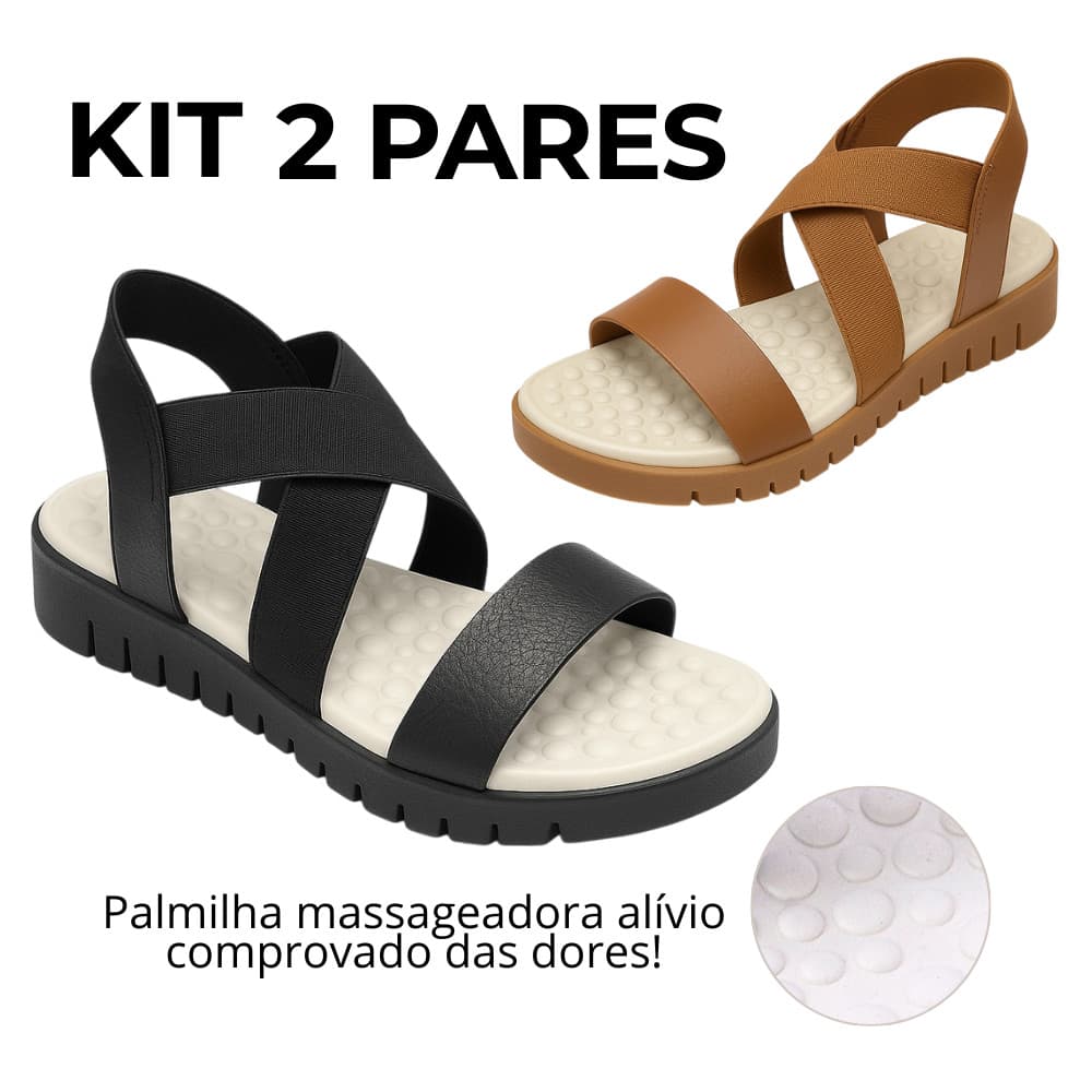 Kit Pares Sandália Feminina Ortopédica Para Esporão Fascite Plantar Papete Massageadora Ultra Conforto