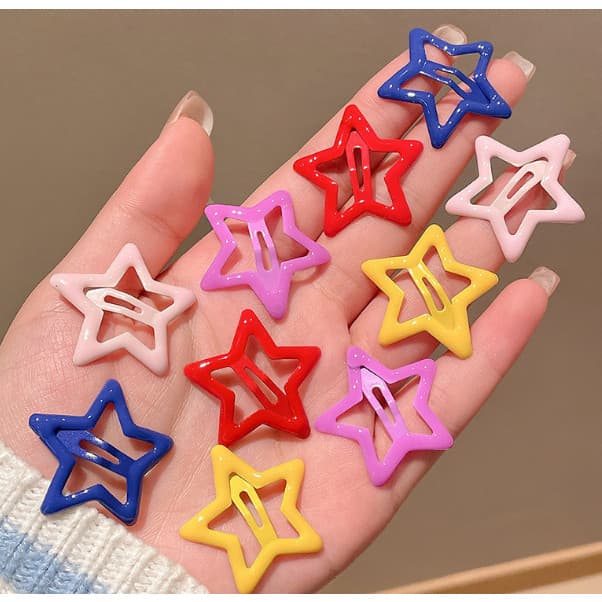 Kit 12/21/30/42/51/60  Peças Grampos De Cabelo Estrela Dopamina Cor Doce Para Mulheres Franja Lateral