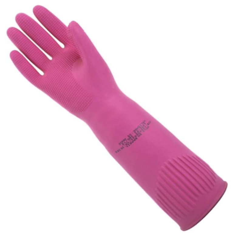 Luva Ranhurada Rosa Punho Longo Volk CA36368 - Limpeza Doméstica, Industrial, Pets, Bonita, Resistente e Durável