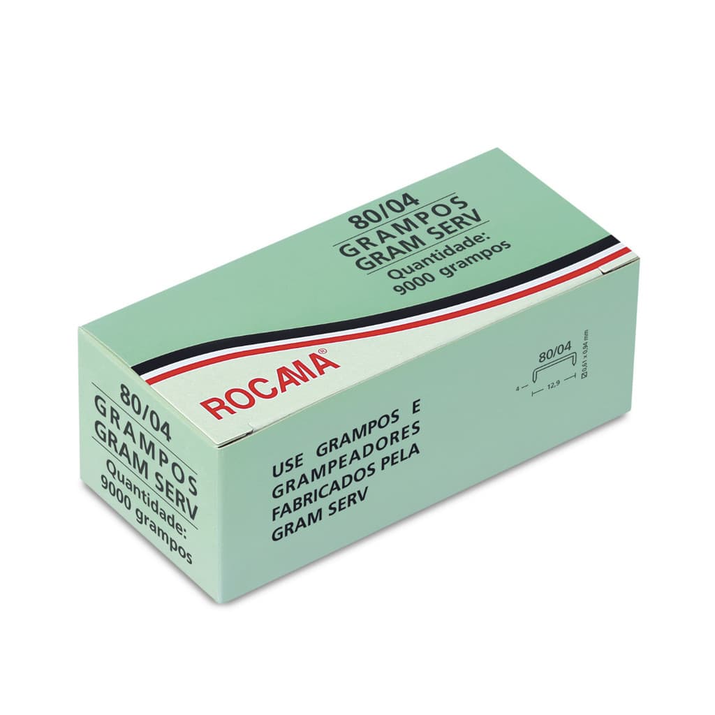 Grampo 80/04 Galvanizado Rocama (caixa c/ 9000 grampos)
