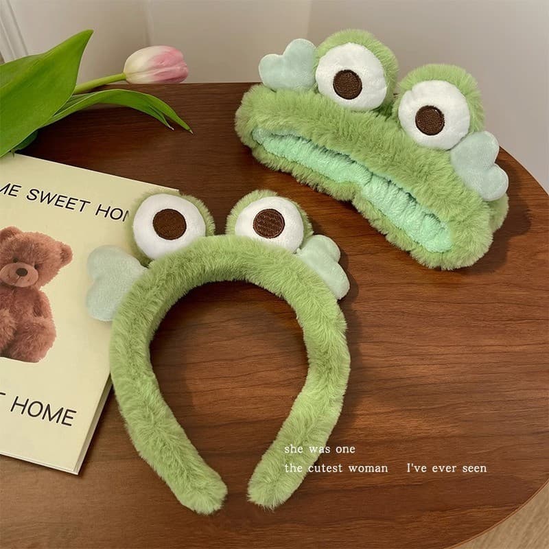1Pcs/Set Funny Frog Maquiagem Engraçada Faixa De Cabelo Elástica Com Frisos Largos Faixas Elásticas Fofas Femininas Acessórios Presentes