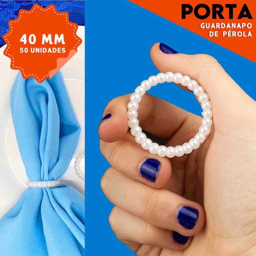 Porta Guardanapo Argola de Pérola - 40mm - Pct C/50 Unidades