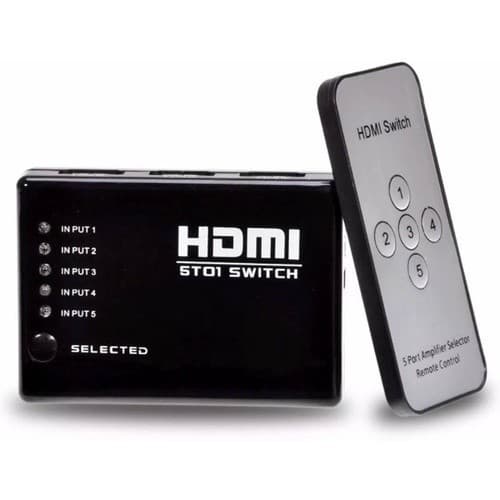 Hub Switch Hdmi 5 Portas / Controle/ Preto