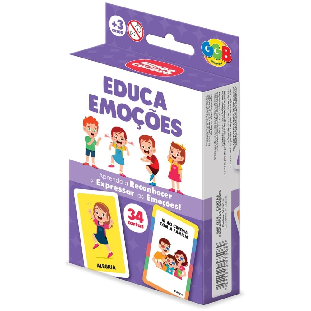 JOGO EDUCA EMOÇÕES 34 CARTAS GGB BRINQUEDO MESA IMAGENS EDUCATIVO BARALHO CRIANÇAS ALEGRIA EXPRESSAR
