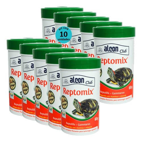 Ração Alcon Club Reptomix 60g Tartarugas Aquáticas Kit C/ 10