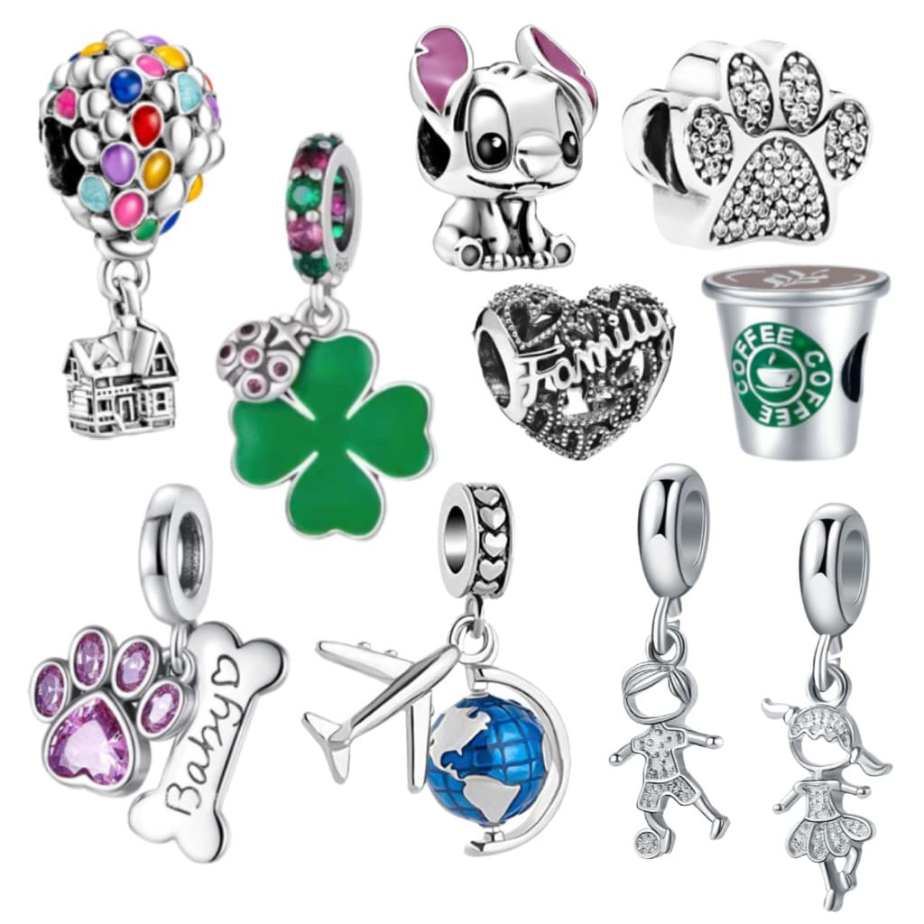 Berloque Pulseira Prata 925 Jóias  Forma Série Pulseiras Feminina Pingente