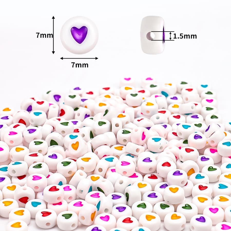 Miçanga Entremeio Coração Redondo Colorido 100 Un p/ Pulseira Infantil Bijuterias