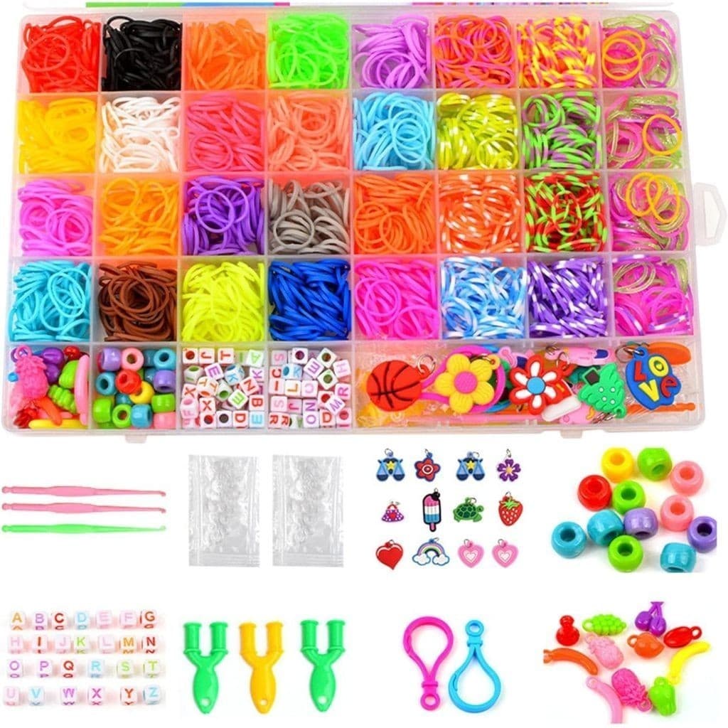 Kit de Elásticos Coloridos De Fazer Pulseira Divertidas Para Criança Temáticas Diversos Letrinhas Pingentes