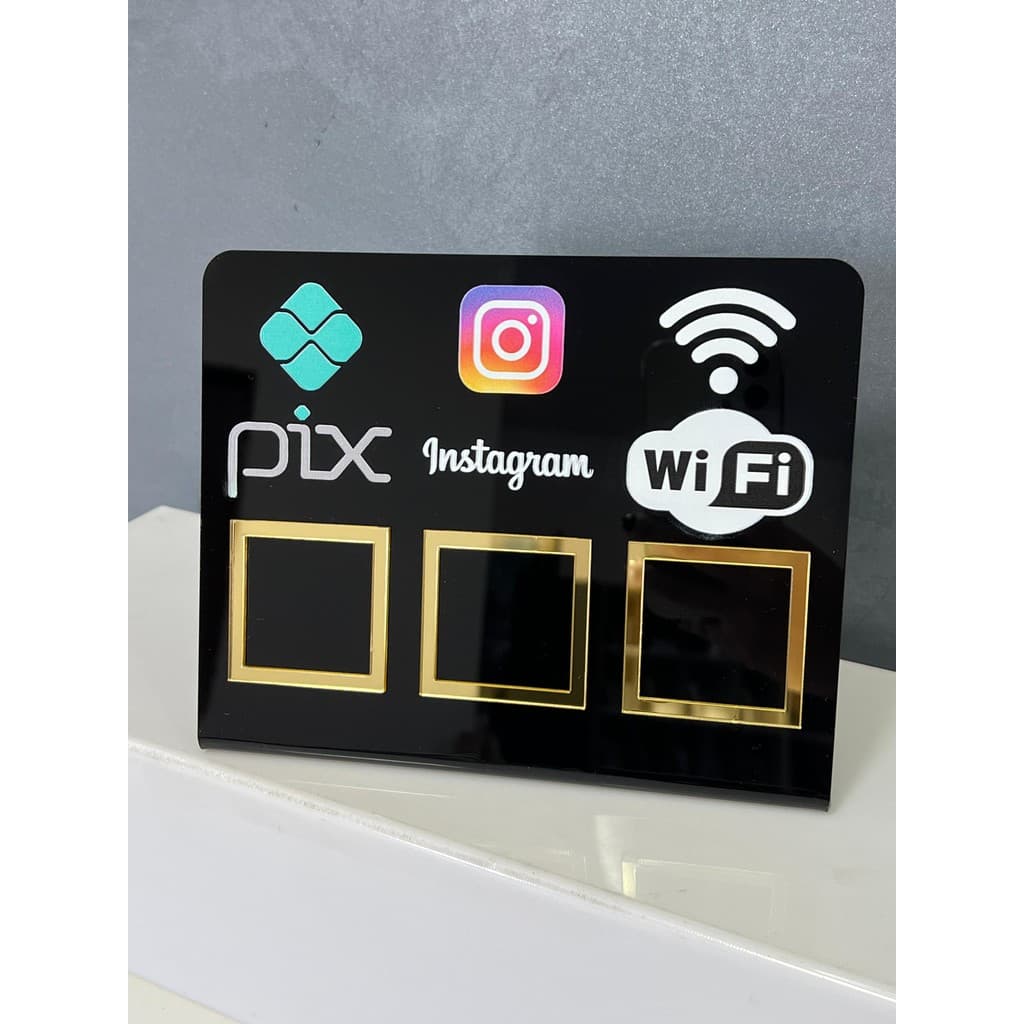 Placa Pix Display Mesa Balcão PIX INSTAGRAM E WI-FI